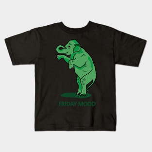 Friday mood of a green happy elephant Kids T-Shirt